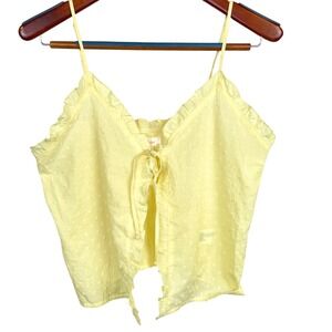 Womens Camisole Tank Sz M Butter Yellow Cottage Cotton Fairy Coquette Soft Boho